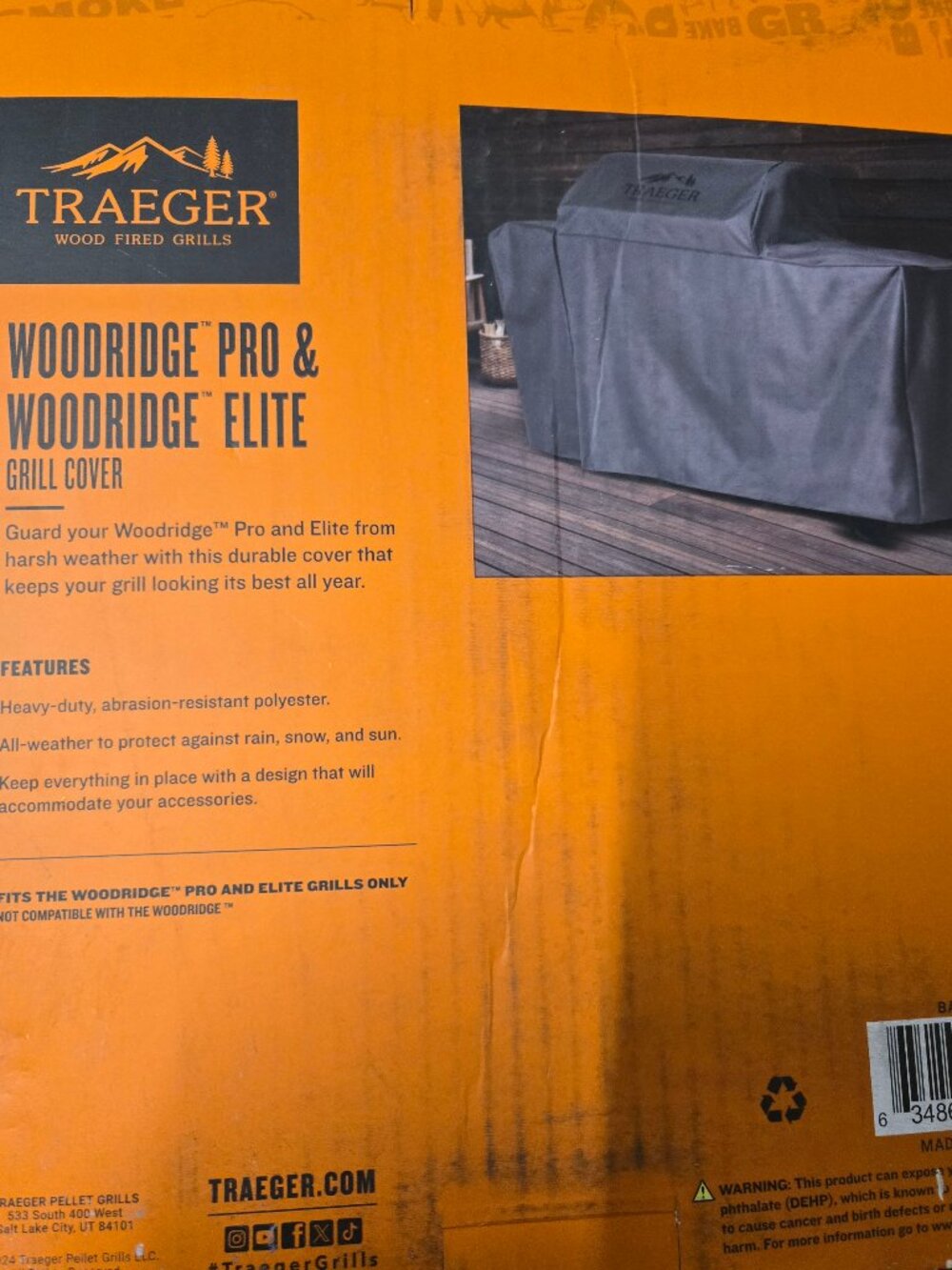 Traeger Woodridge Pro & Elite Pellet Grills BAC775 Full Length Grill Cover Gray